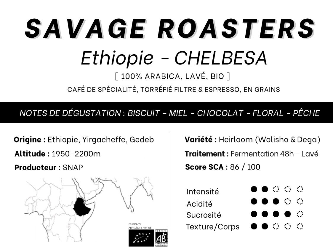 Éthiopie - Yirgacheffe Chelbesa [Bio, Lavé]