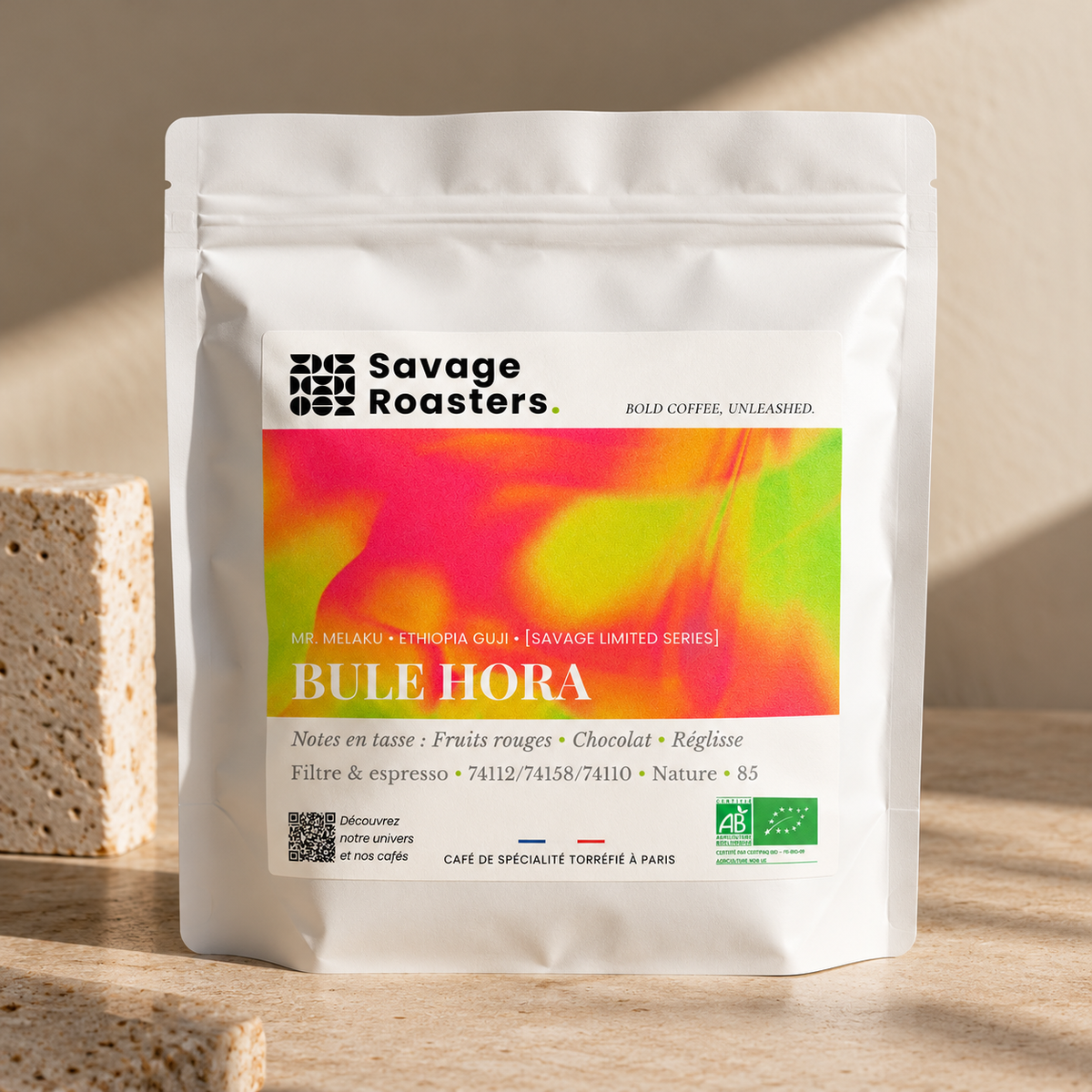 Bule Hora Bio, café de spécialité d’Éthiopie (Guji) torréfié à Paris par Savage Roasters.